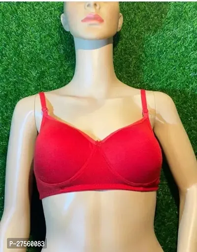 Stylish Red Cotton Blend Modern Padded Women Bra