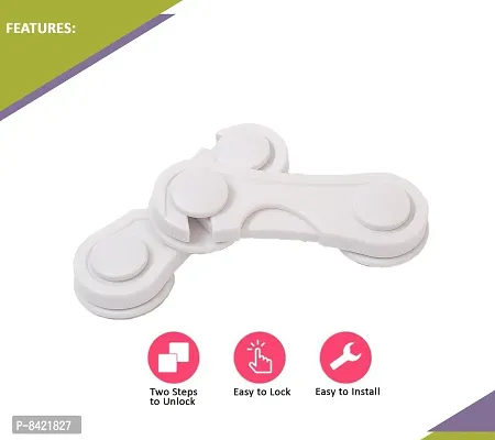 Durable, Elegant Child Safety Eudemon Lock - White- Pack of 4-thumb3