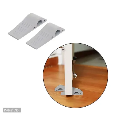 Silicon- No Harm To Kids- Fit All Anti-Slip Multi-Surface TPR Door Stopper- Grey- Pack of 2