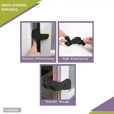 Fit All Sleek Design Strong Silicone Door Stopper- Black- Pack of 2-thumb3