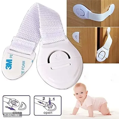 Extra Flexible Fabric, One Side Open Long Multi-Purpose Child Safety Lock - White- Pack of 1-thumb5