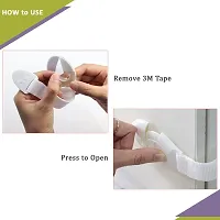 2 Safety From Finger Injury- Extra Flexible Fabric, One Side Open Long Multi-Purpose Child Safety Lock -White- Pack of 4-thumb2