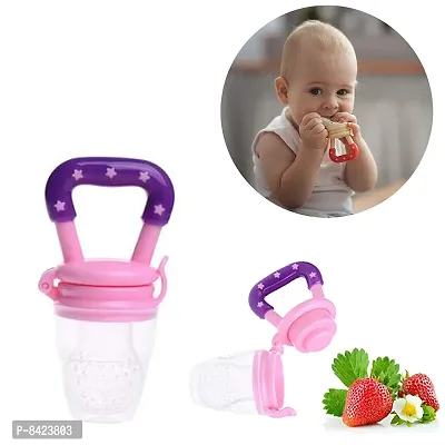 Bpa Free Veggie Feed Fruit Nibbler Silicone Soft Pacifier For 4 6 Months Babies  Purple And Pink  Small Size-thumb0