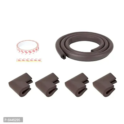 Unique High Density 2 Mtr Long U - Shaped 4 Edge Guards With 16 Corner Cushions - D.Brown-thumb0