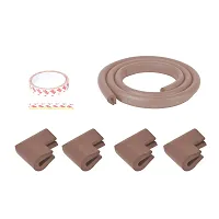 Unique High Density 2 Mtr Long U - Shaped 1 Edge Guards With 4 Corner Cushions - Brown-thumb2