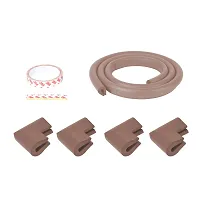 Unique High Density 2 Mtr Long U - Shaped 2 Edge Guards With 8 Corner Cushions - Brown-thumb1