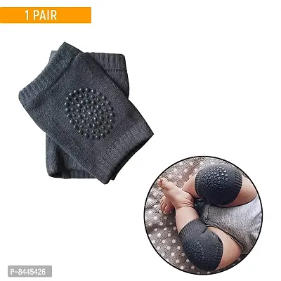 Crawling Baby, Toddler, Infant Anti Slip Elbow And Knee Pads Guards Dark Grey-thumb2