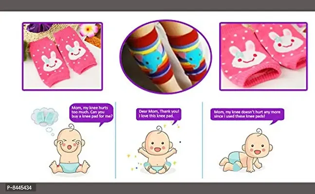 Cute Design, Crawling Baby, Stretchable Elastic Cotton Soft Breathable Comfortable, Toddler, Infant Anti Slip Elbow And Knee Pads Guards  (Assorted Design)-thumb0