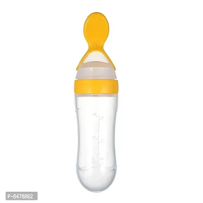 1 Easy Squeezy Silicone Foodnbsp;Feeder Spoon (Soft Tip) Bottle, Yellow, 90Ml