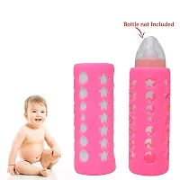 Silicone Baby Feeding Bottle Cover, Sleeve, Holder, Insulated Protection, All Bottle Types, Large 250 Ml, Pink-thumb1