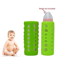 Silicone Baby Feeding Bottle Cover, Sleeve, Holder, Insulated Protection, All Bottle Types, Large 250 Ml, Green-thumb1