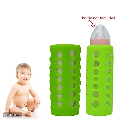 Silicone Baby Feeding Bottle Cover, Sleeve, Holder, Insulated Protection, All Bottle Types, Large 250 Ml, Green-thumb2