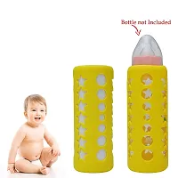 Silicone Baby Feeding Bottle Cover, Sleeve, Holder, Insulated Protection, All Bottle Types, Large 250 Ml, Yellow-thumb1