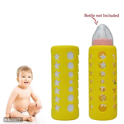 Silicone Baby Feeding Bottle Cover, Sleeve, Holder, Insulated Protection, All Bottle Types, Large 250 Ml, Yellow-thumb2