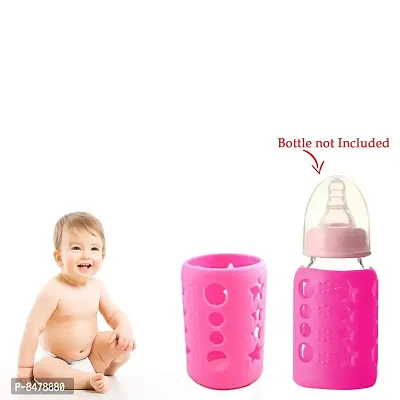Silicone Baby Feeding Bottle Cover, Sleeve, Holder, Insulated Protection, All Bottle Types, M- Size 120 Ml, Pink-thumb2