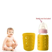 Silicone Baby Feeding Bottle Cover, Sleeve, Holder, Insulated Protection, All Bottle Types, Medium 120 Ml, Yellow-thumb1