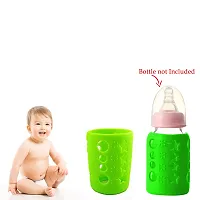 Silicone Baby Feeding Bottle Cover, Sleeve, Holder, Insulated Protection, All Bottle Types, Medium 120 Ml, Green-thumb1