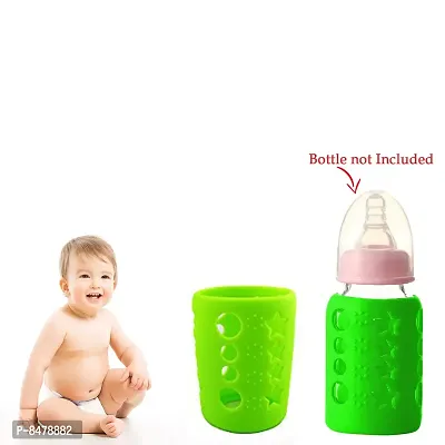 Silicone Baby Feeding Bottle Cover, Sleeve, Holder, Insulated Protection, All Bottle Types, Medium 120 Ml, Green-thumb2