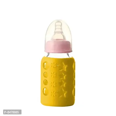Silicone Baby Feeding Bottle Cover, Sleeve, Holder, Insulated Protection, All Bottle Types, Medium 120 Ml, Yellow-thumb0