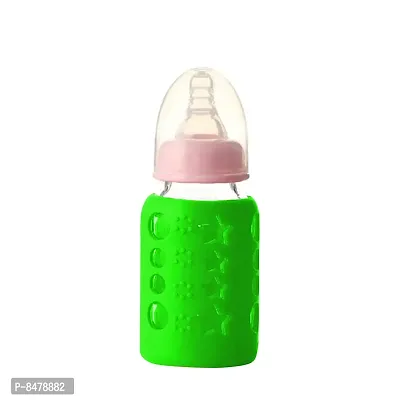 Silicone Baby Feeding Bottle Cover, Sleeve, Holder, Insulated Protection, All Bottle Types, Medium 120 Ml, Green