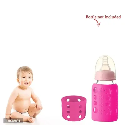 Silicone Baby Feeding Bottle Cover, Sleeve, Holder, Insulated Protection, All Bottle Types, Small 60 Ml, Pink-thumb2