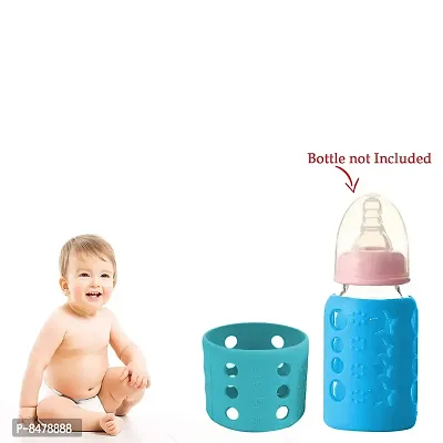 Silicone Baby Feeding Bottle Cover, Sleeve, Holder, Insulated Protection, All Bottle Types, Small 60 Ml, Blue-thumb2