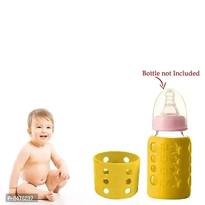 Silicone Baby Feeding Bottle Cover, Sleeve, Holder, Insulated Protection, All Bottle Types, Small 60 Ml, Yellow-thumb2