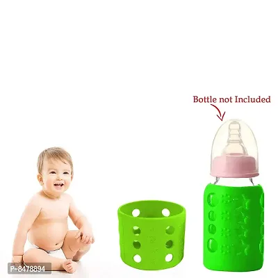 Silicone Baby Feeding Bottle Cover, Sleeve, Holder, Insulated Protection, All Bottle Types, Small 60 Ml, Green-thumb2