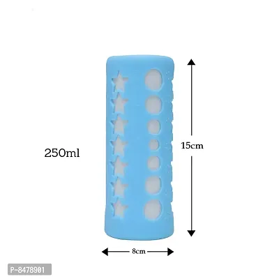 Silicone Baby Feeding Bottle Cover, Sleeve, Holder, Insulated Protection, All Bottle Types, Large 250 Ml- Blue-thumb5