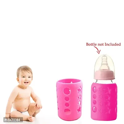 Silicone Baby Feeding Bottle Cover, Sleeve, Holder, Insulated Protection, All Bottle Types, M-Size 120 Ml, Pink-thumb2