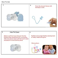 Baby Pacifier/Nipple With Chain And Clip, Lovely Cartoon Shaped Pacifier, Helps In Preventing From Dust - (Blue)-thumb2
