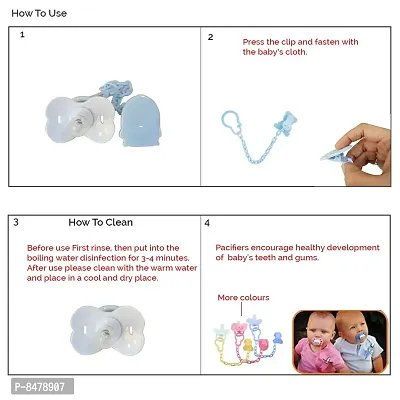 Baby Pacifier/Nipple With Chain And Clip, Lovely Cartoon Shaped Pacifier, Helps In Preventing From Dust - (Blue)-thumb3