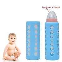 Silicone Baby Feeding Bottle Cover, Sleeve, Holder, Insulated Protection, All Bottle Types, Large 250 Ml- Blue-thumb1