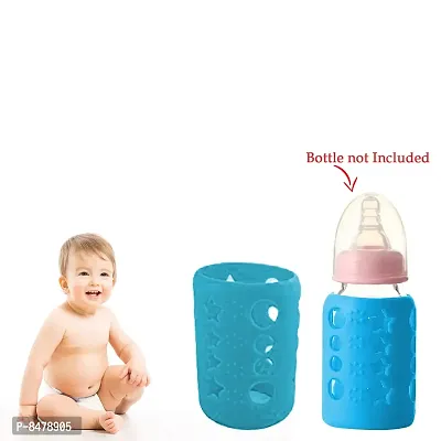 Silicone Baby Feeding Bottle Cover, Sleeve, Holder, Insulated Protection, All Bottle Types, Medium 120 Ml, Blue-thumb2