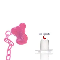 Animal Design Silicone Pacifier/Soother With Holder Chain And Clip, Pink-thumb2