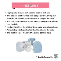 Baby Pacifier/Nipple With Chain And Clip, Lovely Cartoon Shaped Pacifier, Helps In Preventing From Dust - (Blue)-thumb1