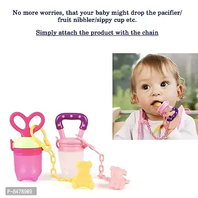 Animal Design Silicone Pacifier/Soother With Holder Chain And Clip, Yellow Dog-thumb3