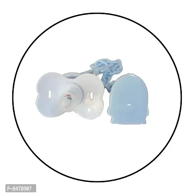 Baby Pacifier/Nipple With Chain And Clip, Lovely Cartoon Shaped Pacifier, Helps In Preventing From Dust - (Blue)-thumb0