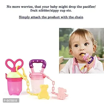 Animal Design Silicone Pacifier/Soother With Holder Chain And Clip, Blue Bear-thumb3