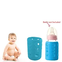 Silicone Baby Feeding Bottle Cover, Sleeve, Holder, Insulated Protection, All Bottle Types, Medium 120 Ml, Blue-thumb1