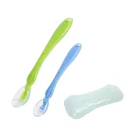 Soft Silicone Tip Spoons 2 Sets Box (4 Spoons), Blue and Green-thumb2