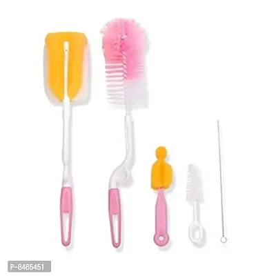 All In One 5 Pieces Cleaning Kit Bottle Nipple And Straw Cleaning Kit-Pink-thumb0