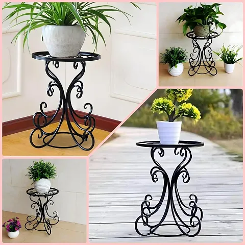 3 Step Mini Lite Weight Plant Stand Flower Pot Stand For Balcony Living Room Outdoor Indoor Plants Holder Home Decor Item (Mini Planter) (Black)