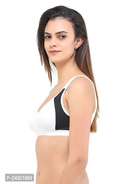 LadyLand Women's Cotton with Hosiery Non-Paded and Non-Wired Seamed Sports Bra for Women/Girls-thumb5