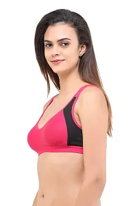 LadyLand Women's Cotton with Hosiery Non-Paded and Non-Wired Seamed Sports Bra for Women/Girls-thumb2
