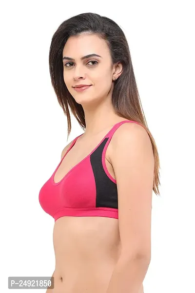 LadyLand Women's Cotton with Hosiery Non-Paded and Non-Wired Seamed Sports Bra for Women/Girls-thumb3