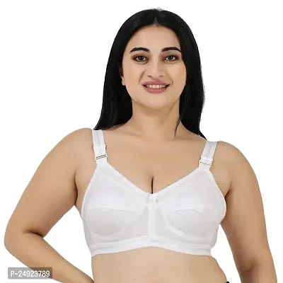 Ladyland Women's Cotton Non-Padded Wire Free T-Shirt Bra Pack of 1 White