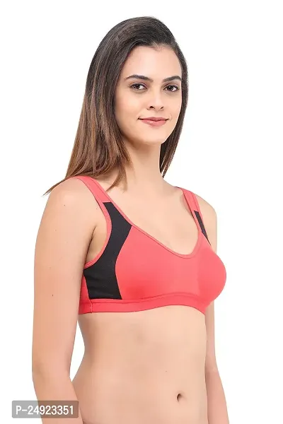 LadyLand Women's Cotton with Hosiery Non-Paded and Non-Wired Seamed Sports Bra for Women/Girls-thumb3