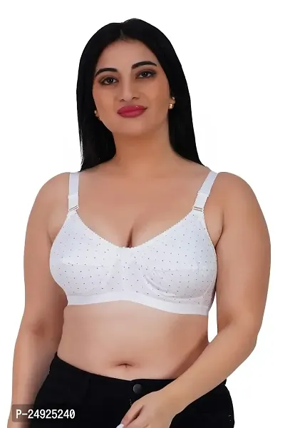 LadyLand Women Cotton Blend Non Padded Wirefree T-Shirt Bra White