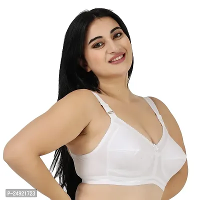 Ladyland Women's Cotton Non-Padded Wire Free T-Shirt Bra Pack of 1 White-thumb3